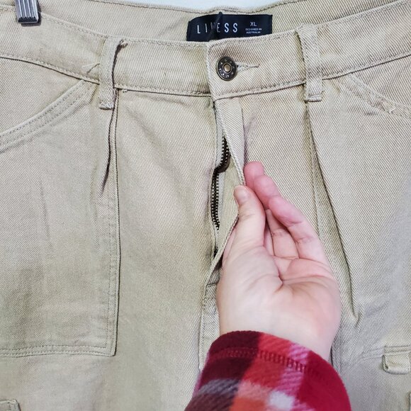 LIONESS NWT Miami Vice Pants Baggy Fit Barrel Leg Utility Beige Women's XL x 33" - Picture 4 of 16